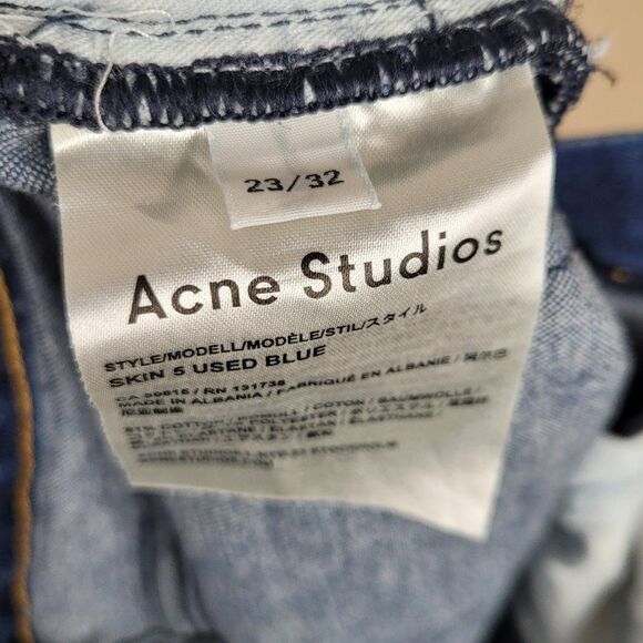 Acne Studios Size 23 Skin 5 Used Blue Skinny Cropped Jeans - Picture 10 of 11